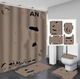 Alfombra de tres piezas para baño con letras originales, cortina de ducha impermeable, alfombra absorbente con impresión Digital