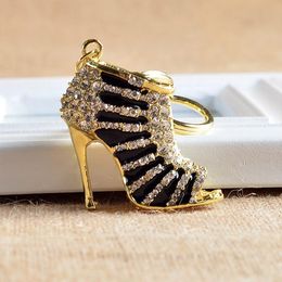 Top Crystal High Heel Shoes Keychain Key Rings Shoe Carabiner Handtas Hangt Women Metal Keyring Jewelry Drop Ship