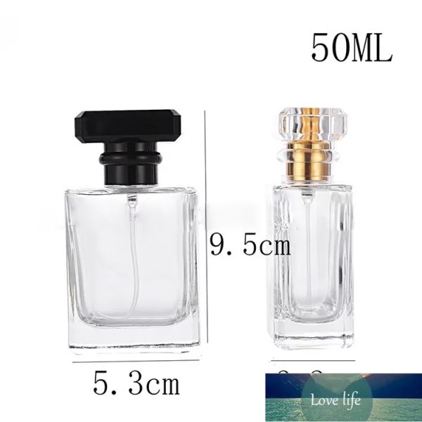 Botellas de perfume de cristal de viaje de cristal superior 50ml Botellas de spray vacías recargables con atomizador de bomba atomizador 100 piezas DHL gratis