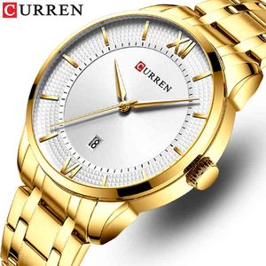 Top CURREN Hommes Montres Marque De Luxe Quartz Mode Hommes Montre Étanche Sport Montre-Bracelet En Acier Simple Horloge Relogio Masculino 210517