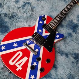 Top Customization Classic Style Electric Guitar Red, Blue Stripe Water Transfer