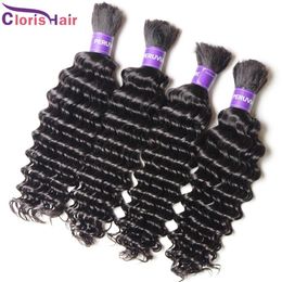 Top Deep Wave Braiding Human Hair Bulk voor Micro -vlecht geen inslag goedkoop onbewerkte diep krullend peruviaans haarweefselbundels in bulk 3p341u