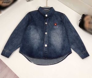 Top denim baby shirt polo kraag jongens jas maat 100-160 cm kinderen designer kleding geborduurd logo kind blouses nov25