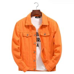 Top Denim Veste Hommes Femmes Vêtements 2023 Automne Mode Cowboy Manteau Épissé Violet Orange Lâche Jean Hommes 240117