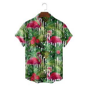 Les vestes pour hommes de la conception entre dans le duo Meike Xiapi 2023 Nouvel Summer Mens lâche 3D Flamingo Hawaiian Short à manches