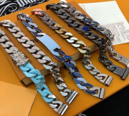 Top Design L'homme classique Bracelet chaîne bijoux de luxe diamant 316L acier titane graver émail coloré liens épais patchs9432400