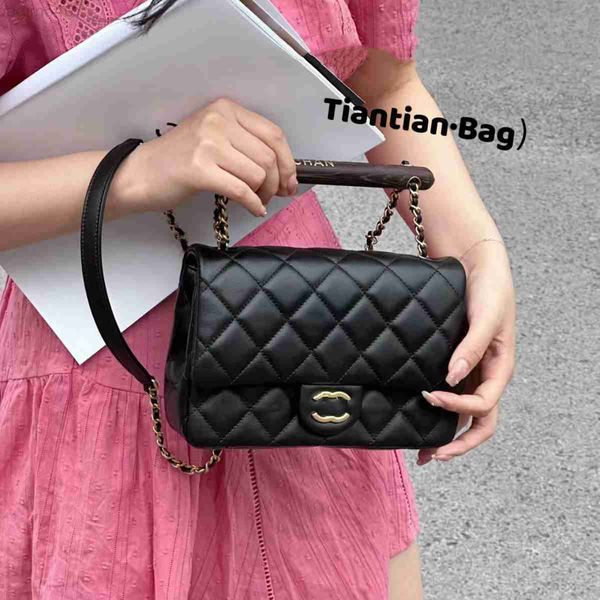 Sac de créateur top sac à main de mode luxe nouvelle poignée en bois carrée fat man high east fashion lingge lingge authentine cuir sacle single épaule single straddle diagonal