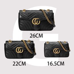 Bolsos de diseñadores de mayor calidad Bolsas de diseñadores de lujo de moda Marmont Mujeres 446744 Bolsos de cuero reales Cosméticos Messenger Showing Bag Lady Walle