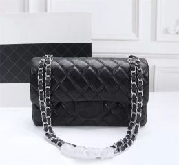 Top Sacs de créateurs Sac à chaîne à rabat à carreaux 5A CF Caviar Sac à main à bandoulière en or chaîne en argent en cuir double lettre boucle de couleur unie bande carrée dame messager m7801