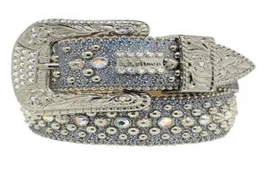 Top Designer Ceinture Simon Ceintures pour Hommes Femmes Ceinture de diamant brillant Noir sur Noir Bleu Blanc multicolore avec strass bling comme cadeau 1020717