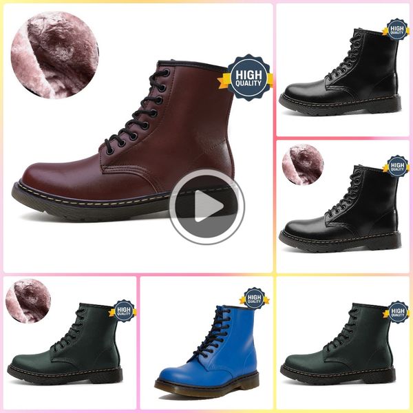 Botas de diseñador superior Hombres Mujeres Botas Zapatos Invierno Mantener cálido Botines de nieve Top Cuero Oxford Zapatos de tobillo inferiores Doc Martenser Zapatillas deportivas Felpa Calidez