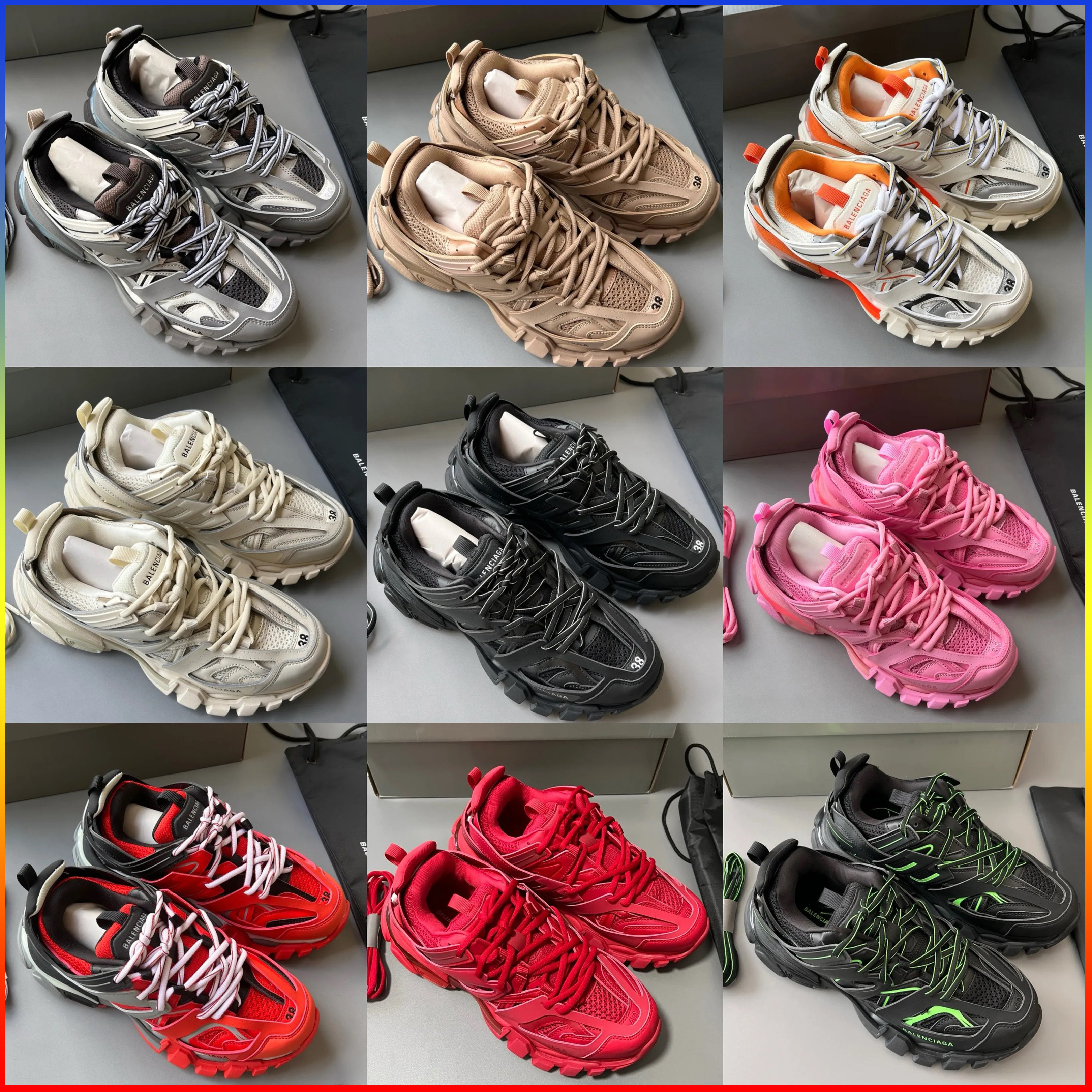Principal da marca de designers Menino Mulheres Trilha 3 3.0 tênis de couro casual Sapatos de plataforma de nylon Print Shoes Top With Box Shoes for Men Womens AAAAA Shoe 2024 Hot News