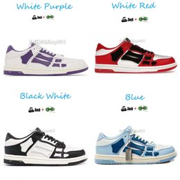 TOP Designer Casual Schoenen AMI Amirir Sneakers Schoenen Bones Runner Bovenste Laag Skelet Glijden Zwart Wit Hoog Leer Heren Sneakers Dames Kanten Schoenen met 557