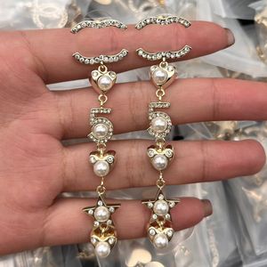 Top Designer Boucles d'oreilles Cristal Perle Lettre Boucle d'oreille Diamant Goujons Marque Eardrop Luxe Amant Cadeaux 925 Argent Plaqué Cuivre Bijoux De Mariage