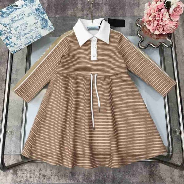 Top Designer Girl Partydress Lace Up Wist Design Child Dress Taille 100-150 Baby Jirt Polo Collar Kids Frock Nov15