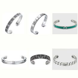 Top designer sieraden sterling zilver gebruikt door mannelijke en vrouwelijke minnaars schedel hoofd daisy carving groene emailarmarmband