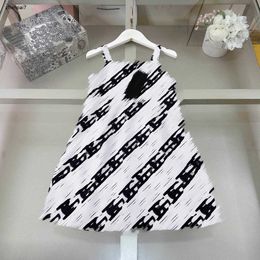 Top Designer Kids Clothes Girls Camisole Robes Baby Jirt Princess Robe Taille 90-150 cm Black and White Stripe Child Frock 24MA
