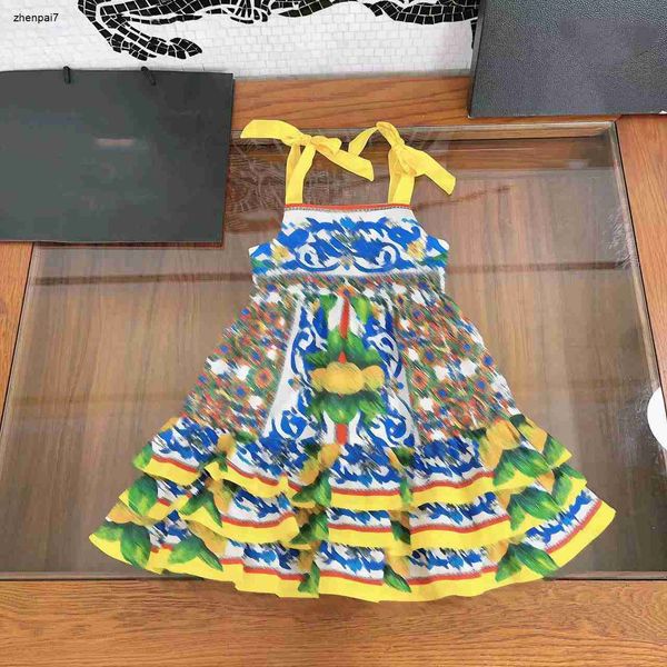 Top Designer Kids Clothes Girls Camisole Robes Baby Multi couches Cake Kirt Princess Robe Taille 90-150 cm Child Frock 24MA