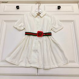 Top Designer Kids Clothes Girls Robes Robes à la ceinture rayée Décoration Baby Jirt Child Frock Taille 100-160 cm Robe de princesse 24MA
