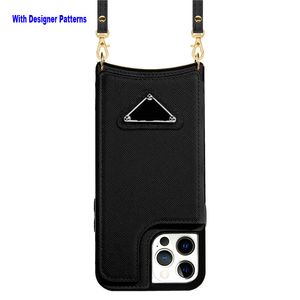 Top Designer lederen kisten voor iPhone 14 Pro Max 13 Wallet Case Vrouwen met kaarthouder in reli￫f Bloem Mandala Flip Standstand magnetische beschermhoes met lanyard