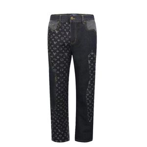 Top designer luxe zwarte bedrukte jeans heren trend 2024 zomer nieuwe ins Koreaanse versie TR heren slim fit broek L dames jeans herenkleding