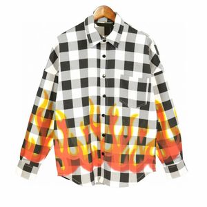 Topontwerper Luxe Mode Polar-stijl Straat Hip Hop Katoen casual shirt met lange mouwen Vlamletters Topprint voor mannen en vrouwen