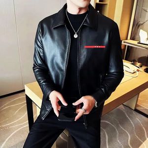 Topontwerpster Men Leather Jacket European American Coat 2024 Autumn Winter Top Fashion Trend Color knappe unisex cooded casual outdoor outdoor outswear lagen