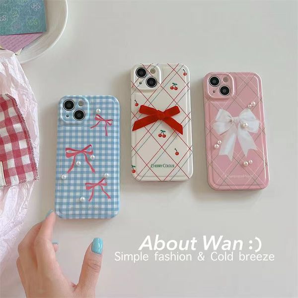 Top Designer Minimalist Bow funda para teléfono con dibujos animados iPhone 13 14 Pro Max 12 Mini 11 Xs XR X 8 7 Plus Funda trasera impresa Funda protectora de lujo con cobertura completa