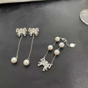 Top Designer MiuMiu Fashion oorbellen lange kwast parel waterdruppel temperament dame stijl diamanten parel lijn oorbellen Valentijnsdag geschenken Accessoires Sieraden