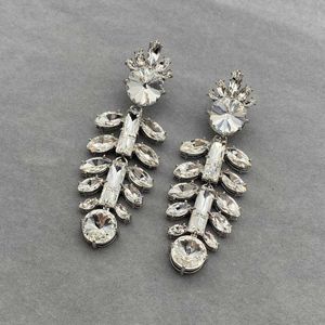 Top designer MiuMiu Mode Boucles d'oreilles Eau Diamant Feuille Gland pour Femmes Français Lumière Luxe Exagérer Personnalité Argent Aiguille Long Style Bijoux Accessoires