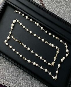Top Designer Collier Classique Double Lettre Perle Pull Chaîne Saint Valentin Cadeau Avec Boîte LHC95439794