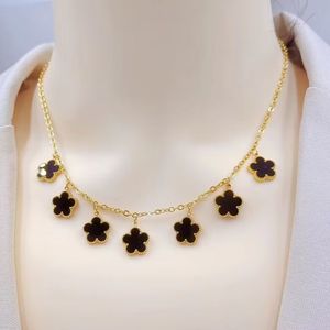 Top Designer Ketting Mode-sieraden klavertje vier Hanger kettingen 7 bloemen Zilver zoet 18k goud roos Ketting Parelmoer ketting voor dames meisjes sieraden