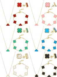 Top Designer Hanger Ketting set Mode Vintage vans cleefity armband Clover Leaf Charm Sieraden 4/vier Bloem oorbel Geschenken voor vrouwen partydress geschenken