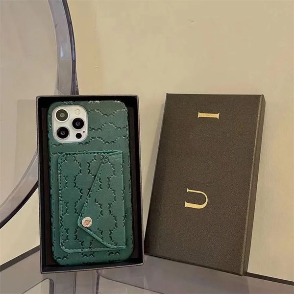 Estuche para teléfono de diseñador superior con tarjetero para iphone 14 pro max case 13 11 12 Pro Shell Letter Embossing 3D Patrón cóncavo Tarjeta de cuero Monedero de bolsillo Cubierta móvil