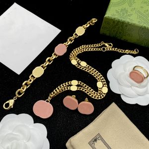 Topontwerper Roze armband ketting oorbellen set voor dames mode-sieraden aanbod