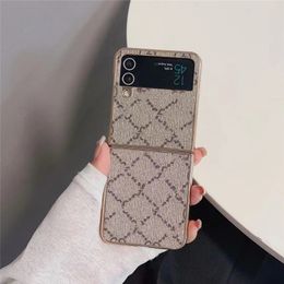 Top Designer Plating Edge Fashion Phone Case pour Samsung Galaxy Z Flip 5 4 3 5G Z Fold 5 Z Fold3 4 Luxe PU Cuir Antichoc Couverture de protection complète 2822kf8