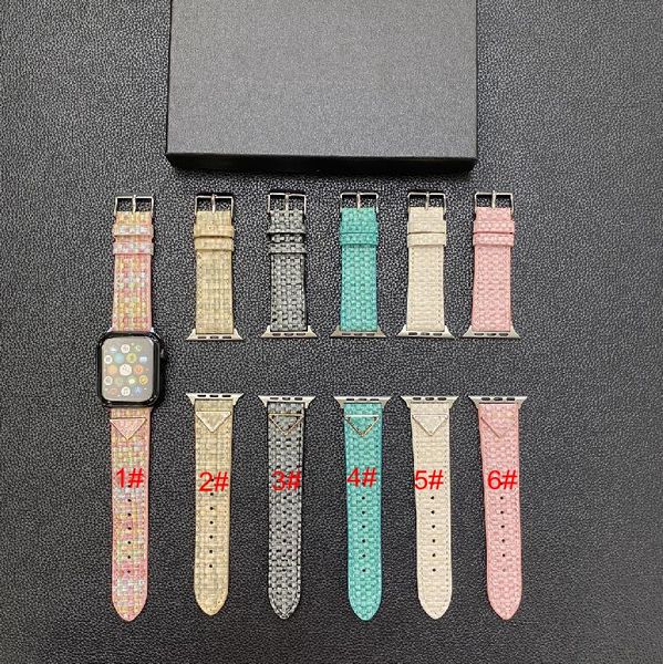 Top design PRA Watch Band Stracles pour Apple Watch Bands 38/40/41/42/44/45/49mm Luxury Pu Leather Iwatch Strap