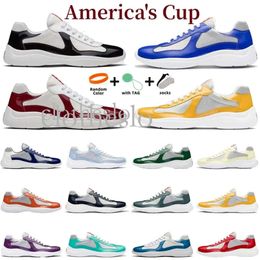 Topontwerper Prad Americas Cup heren casual schoenen loper vrouwen sportschoenen lage top sneakers schoenen rubber sole stof lederen groothandel korting trainer 429
