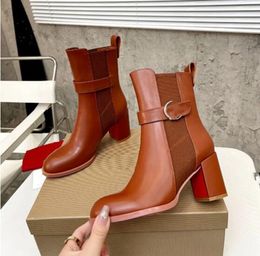 Top Diseñador Fondos rojos Bota Moda Botas para mujer Botas sobre la rodilla Tacones altos Señora Bombas con punta en punta Estilo Tobillo Botines cortos Marca de lujo para mujer