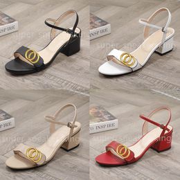Top Designer Sandales Classique Talons Hauts Mode Diapositives Femmes Chaussures Habillées Dame Boucle De Ceinture En Métal Sandale Avec Boîte 35-41