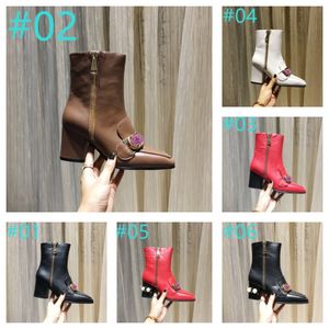Zapatos de diseñador superior para mujer, botines con tiras, botines de tacón grueso G, zapato de fondo grueso con cordones de cuero de lujo en relieve