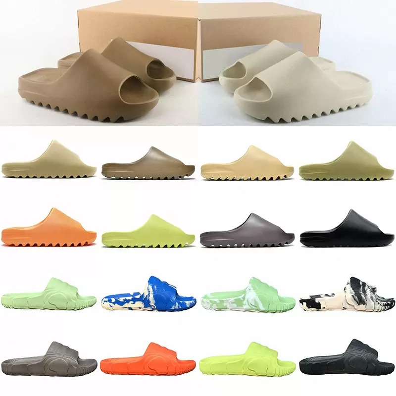 2023 top Designer slipper sandalen mannen vrouwen sandaal Roze Camo Ridge Shape Zwart Wit Runner Hars patroon slippers Schuim Runn west slipper schoenen