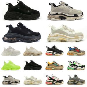 top Diseñador triple s hombres mujeres Moda lujo zapatos casuales S zapatillas de plataforma suela transparente negro blanco gris rojo rosa azul Royal Neon Green zapatillas de deporte para hombre Tenis