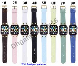 Bracelets de montre Top Designer V Pattern pour Apple Bracelets en cuir véritable 38mm 40mm 42mm 44m iwatch 3 4 5 SE 6 7 Bracelets Bracelet Bracelet Imprimé Rayures Bracelet