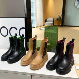 Botas altas Martin de diseñador superior para mujer, botas medias de piel de vaca con capa superior de punto, color negro, marrón y rosa, botas de moda para mujer 35-40