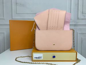 Top designer dames schoudertas luxe pochette felicie handtassen in reliëf bloemenletters empreinte lederen mini ketting make -up