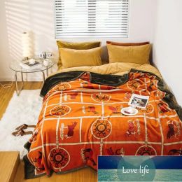 Bovenste dubbele laag verdikte betaalbare luxe luxe klassieke stijl fleece deken composiet fluwelen dekens thermisch
