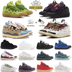 Chaussures habillées Lavines Curb Sneakers en cuir Designer Femmes Polvyle Lavender Lavande Orange Sky Blue Spondeaux Sneakers Mentide Trainers Outdoor Taille 35-46