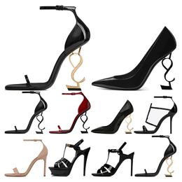 Chaussures habillées de créateurs escarpins pour femmes talon aiguille en cuir à bouts ouverts Fête 8 10 12 14 cm Mariage noir nu chaud rouge marron Luxurys Designers