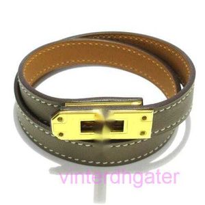 Édition supérieure HRMS Designer Bracelet Authentique Kelly Gold Leather Hardware D Bracelet Original 1to1 avec boîte
